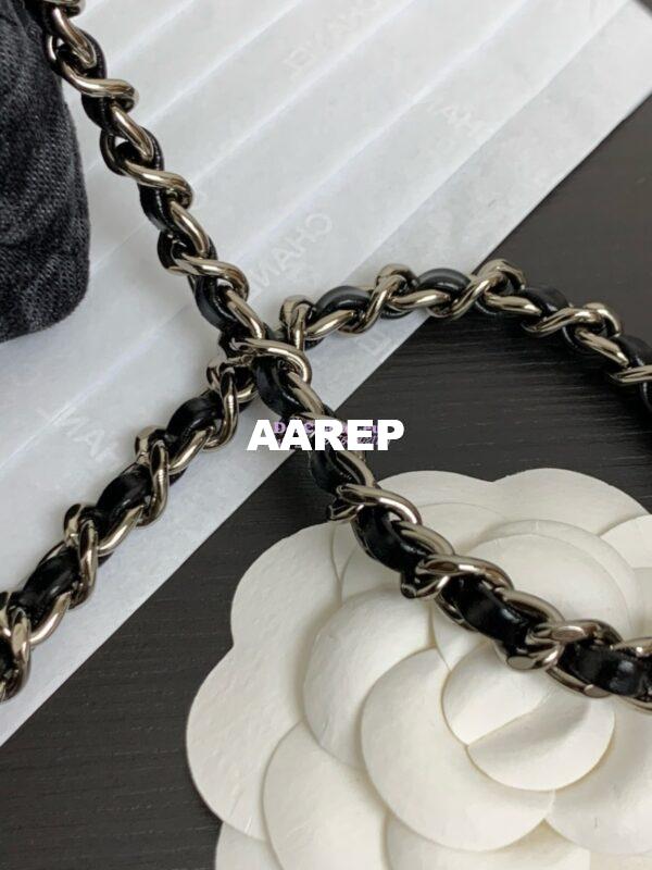 Replica Chanel Mini Shopping Bag Printed Denim & Ruthenium-Finish Metal Black & Gray AS4416 9