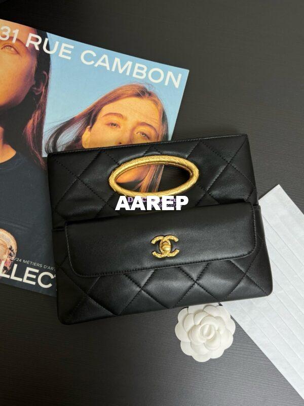 Replica Chanel 24B Limited Edition Lambskin Clutch AS5038 Black 2