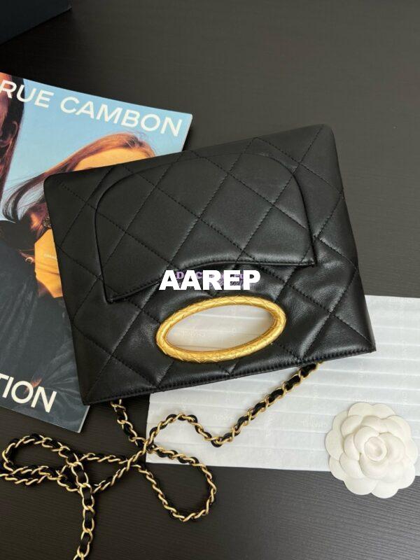 Replica Chanel 24B Limited Edition Lambskin Clutch AS5038 Black 5
