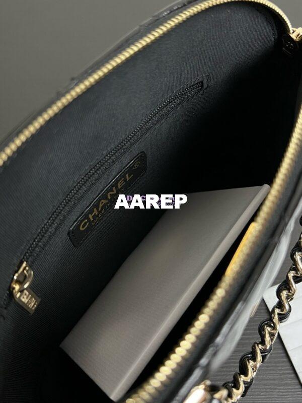Replica Chanel Small Tote Clutch with Chain Bag  in Lambskin AS5130 Black 8