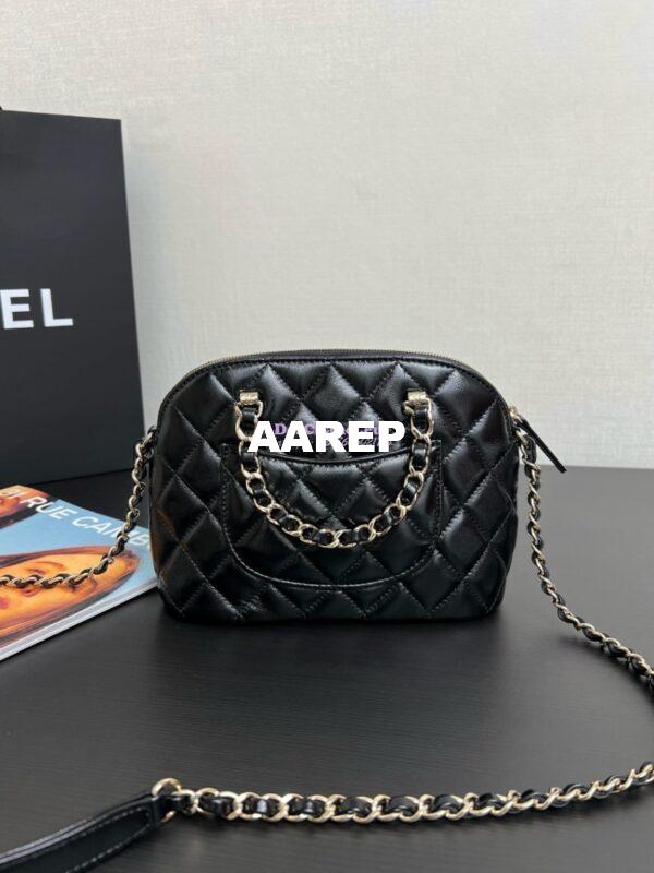 Replica Chanel Small Tote Clutch with Chain Bag  in Lambskin AS5130 Black 11
