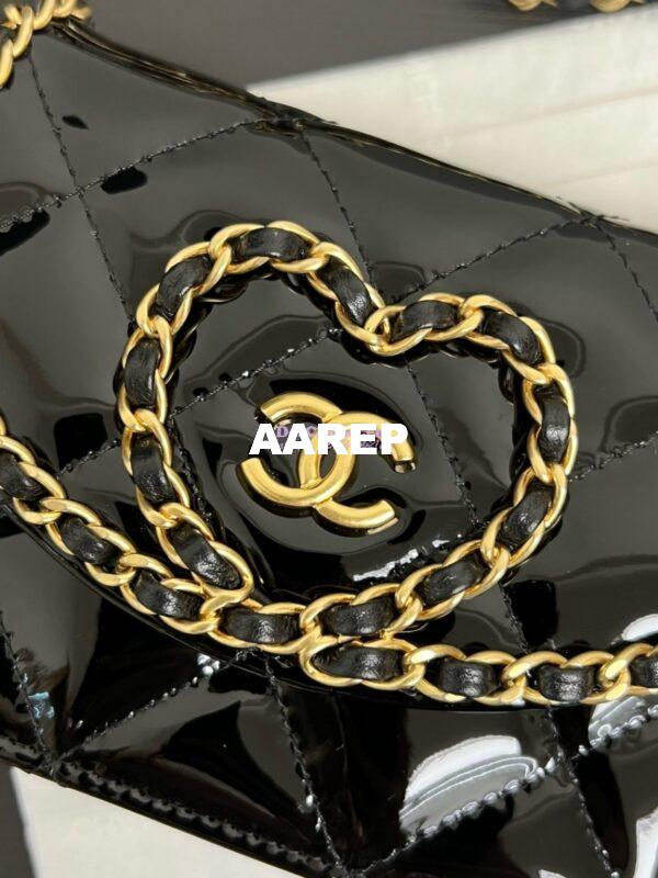 Replica Chanel 24A Mini Wallet On Chain Patent Calfskin AP4014 Black 3