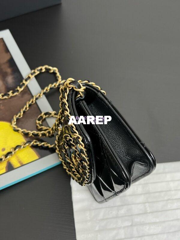 Replica Chanel 24A Mini Wallet On Chain Patent Calfskin AP4014 Black 8