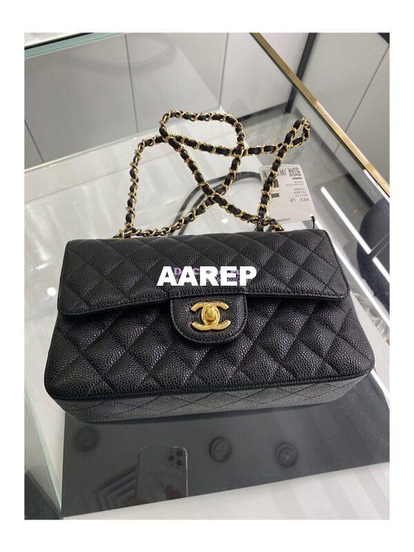 Replica Chanel Small Classic Double Flap Bag 23cm Caviar Black 10