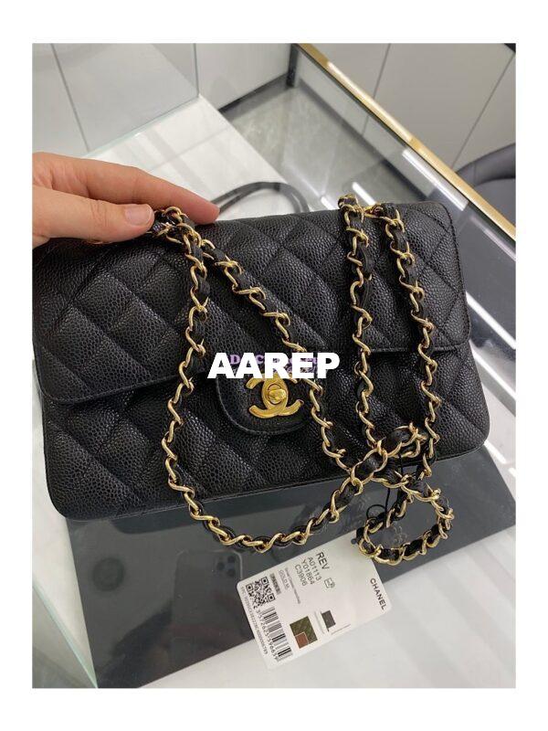 Replica Chanel Small Classic Double Flap Bag 23cm Caviar Black 11