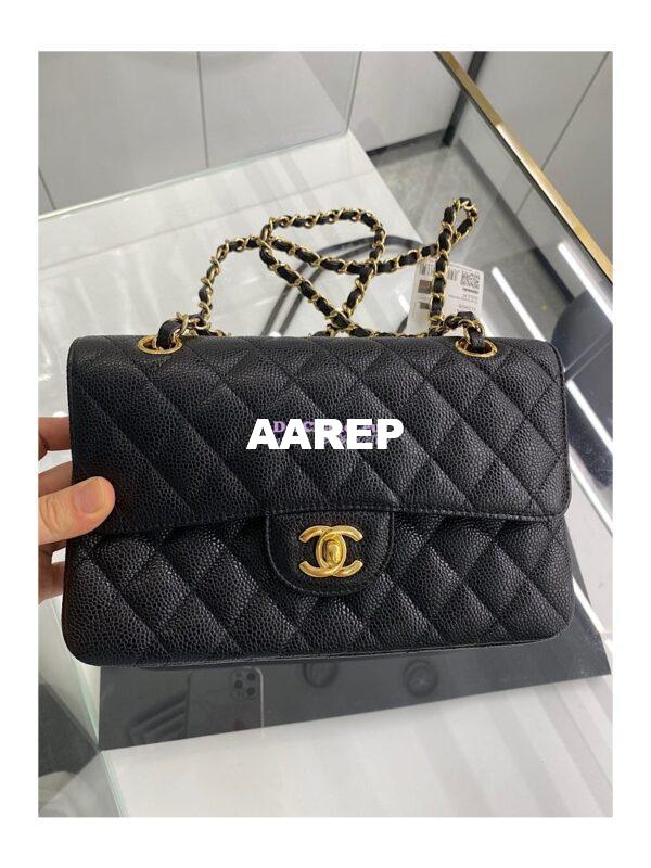 Replica Chanel Small Classic Double Flap Bag 23cm Caviar Black 12