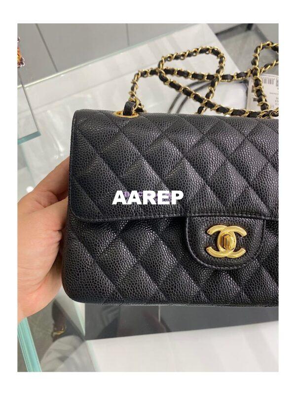 Replica Chanel Small Classic Double Flap Bag 23cm Caviar Black 14