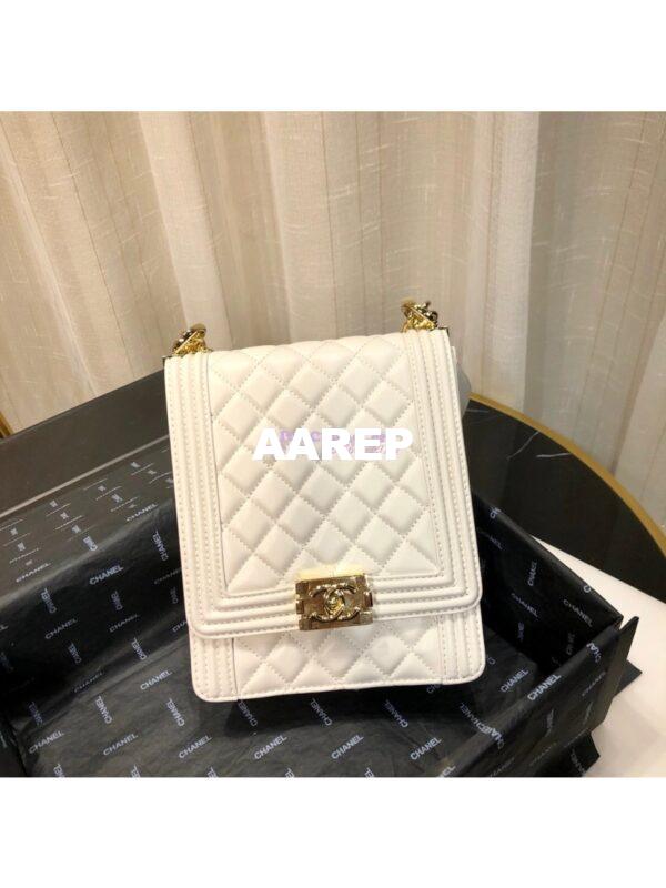Replica Chanel 19s Cruise Boy North South Bag AS0130 Lambskin White