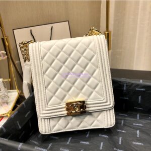 Replica Chanel 19s Cruise Boy North South Bag AS0130 Lambskin White 2
