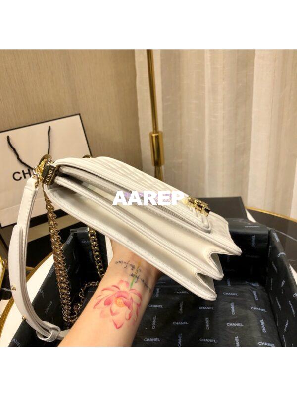 Replica Chanel 19s Cruise Boy North South Bag AS0130 Lambskin White 4