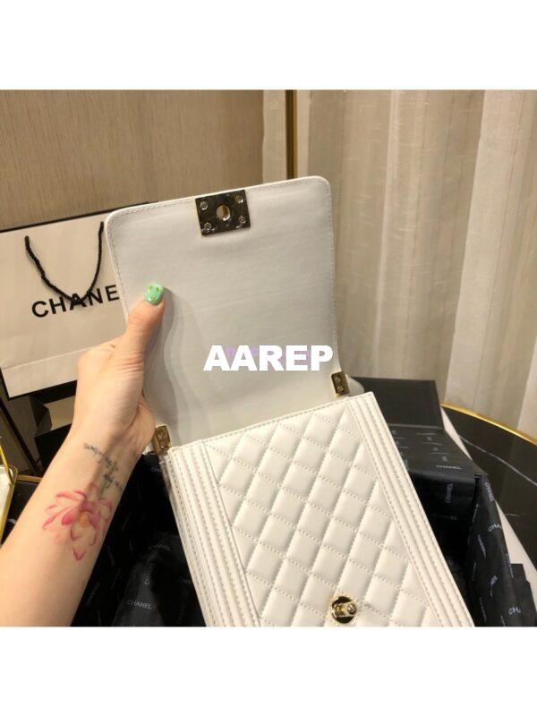 Replica Chanel 19s Cruise Boy North South Bag AS0130 Lambskin White 5