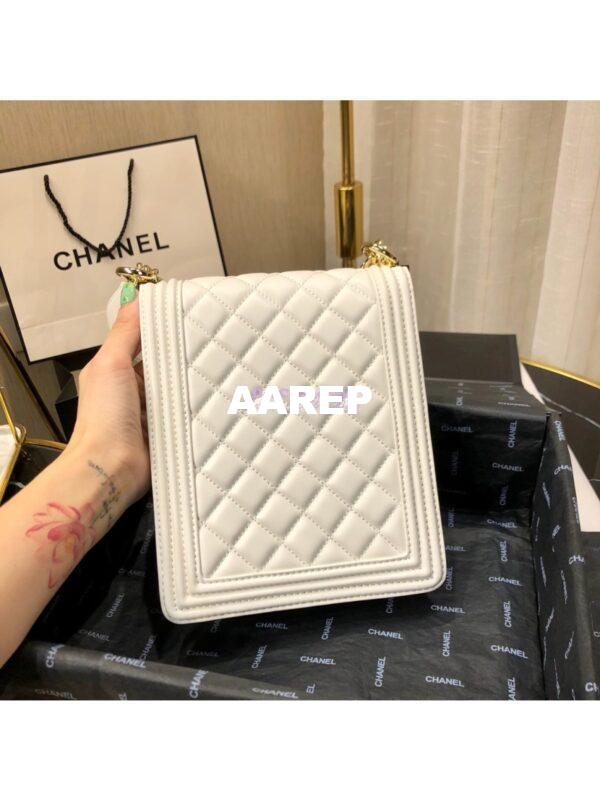 Replica Chanel 19s Cruise Boy North South Bag AS0130 Lambskin White 8
