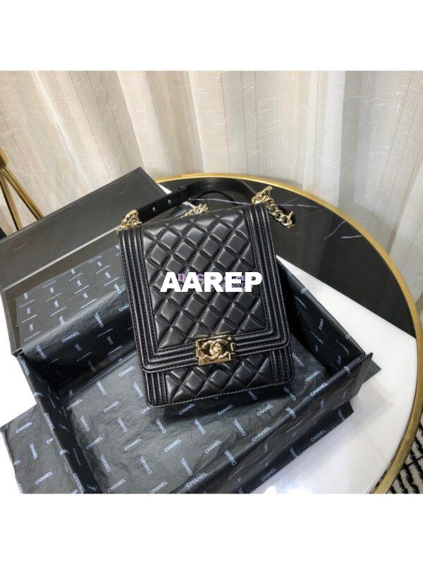 Replica Chanel 19s Cruise Boy North South Bag AS0130 Lambskin Black