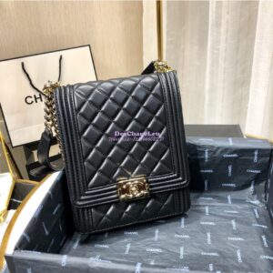Replica Chanel 19s Cruise Boy North South Bag AS0130 Lambskin Black 2