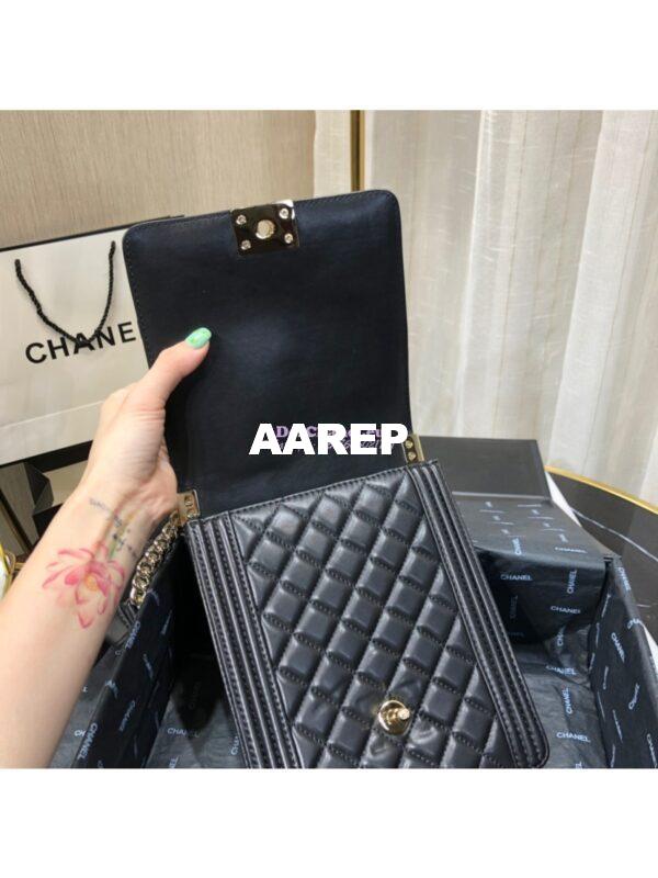 Replica Chanel 19s Cruise Boy North South Bag AS0130 Lambskin Black 6