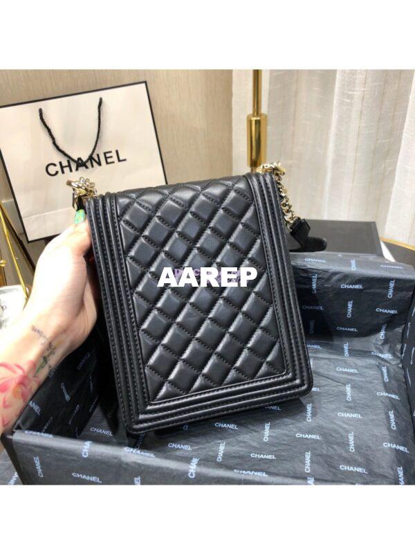 Replica Chanel 19s Cruise Boy North South Bag AS0130 Lambskin Black 8