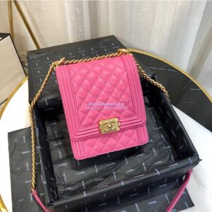 Replica Chanel 19s Cruise Boy North South Bag AS0130 Grained Calfskin Pink