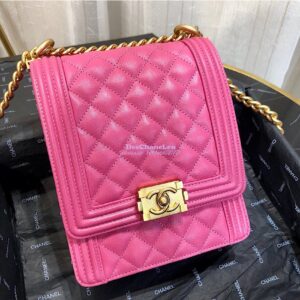 Replica Chanel 19s Cruise Boy North South Bag AS0130 Grained Calfskin Pink 2