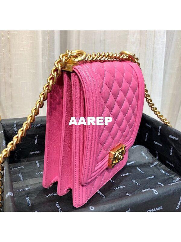 Replica Chanel 19s Cruise Boy North South Bag AS0130 Grained Calfskin Pink 4
