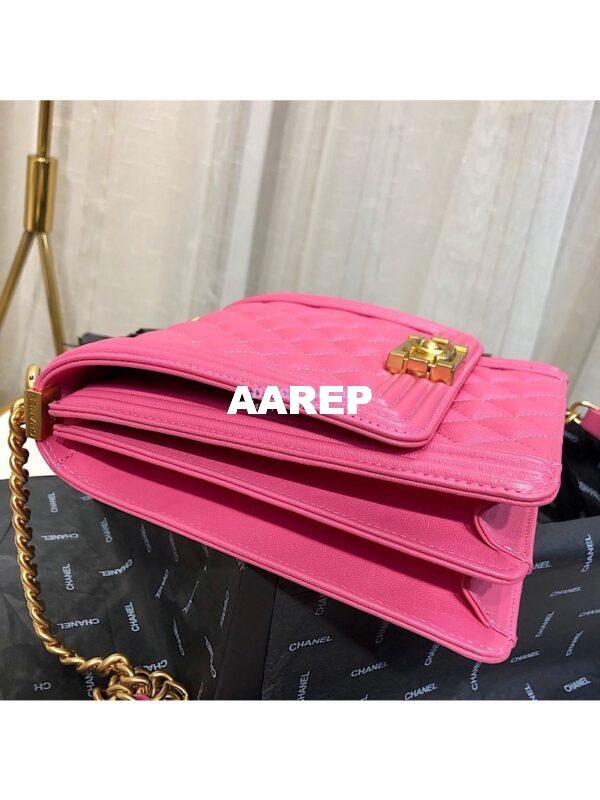 Replica Chanel 19s Cruise Boy North South Bag AS0130 Grained Calfskin Pink 5