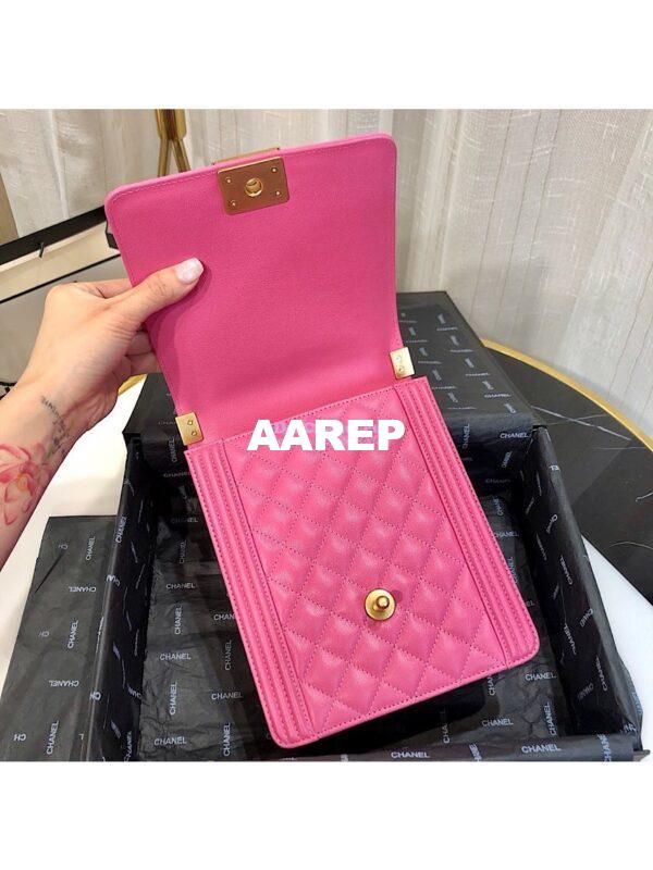 Replica Chanel 19s Cruise Boy North South Bag AS0130 Grained Calfskin Pink 6