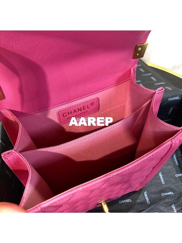Replica Chanel 19s Cruise Boy North South Bag AS0130 Grained Calfskin Pink 7