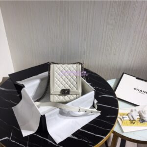 Replica Chanel 19s Cruise Boy North South Bag AS0130 Grained Calfskin White 2