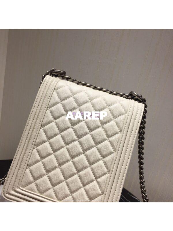 Replica Chanel 19s Cruise Boy North South Bag AS0130 Grained Calfskin White 6