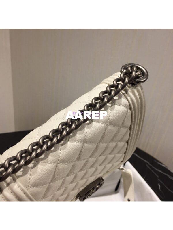 Replica Chanel 19s Cruise Boy North South Bag AS0130 Grained Calfskin White 7
