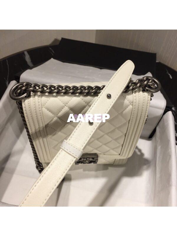 Replica Chanel 19s Cruise Boy North South Bag AS0130 Grained Calfskin White 8