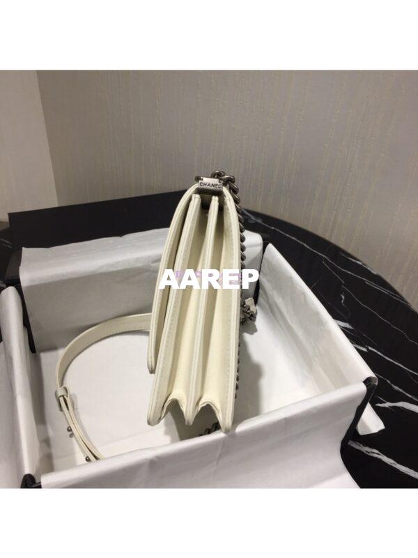 Replica Chanel 19s Cruise Boy North South Bag AS0130 Grained Calfskin White 9
