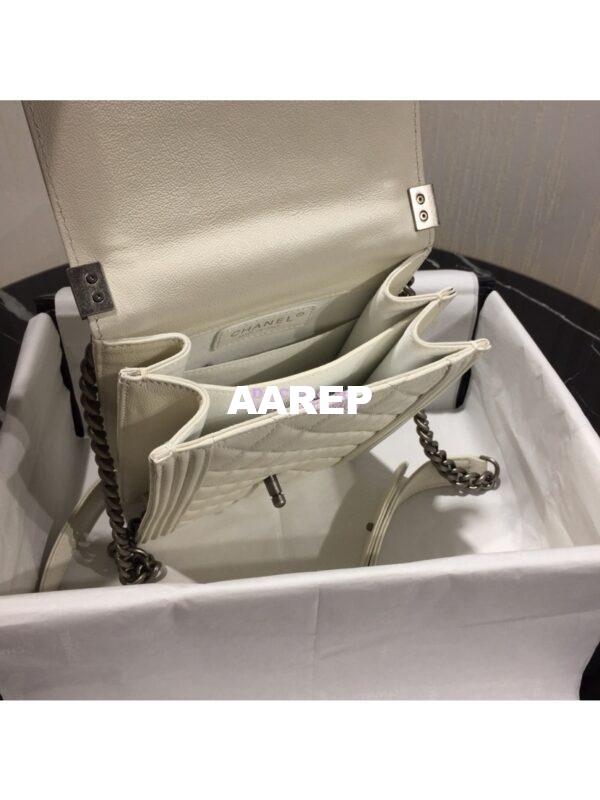 Replica Chanel 19s Cruise Boy North South Bag AS0130 Grained Calfskin White 10