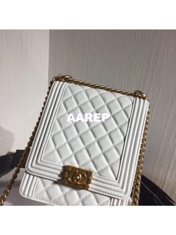 Replica Chanel 19s Cruise Boy North South Bag AS0130 Grained Calfskin White 13