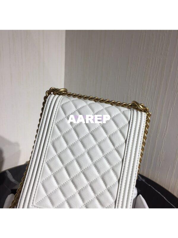 Replica Chanel 19s Cruise Boy North South Bag AS0130 Grained Calfskin White 14