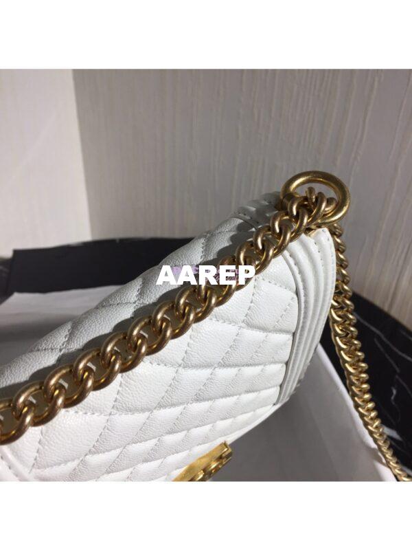 Replica Chanel 19s Cruise Boy North South Bag AS0130 Grained Calfskin White 15