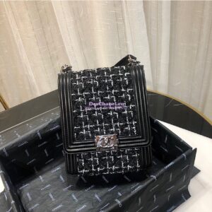 Replica Chanel 19s Cruise Boy North South Bag AS0130 Tweed Black