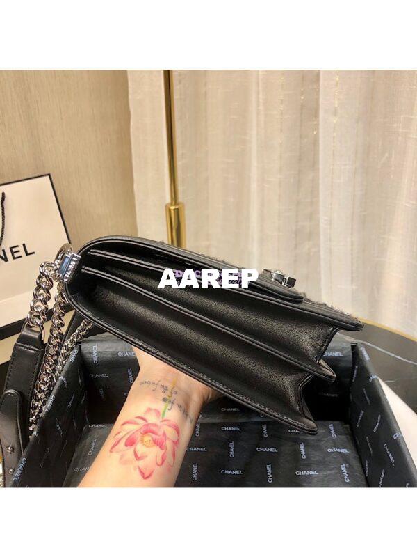 Replica Chanel 19s Cruise Boy North South Bag AS0130 Tweed Black 4