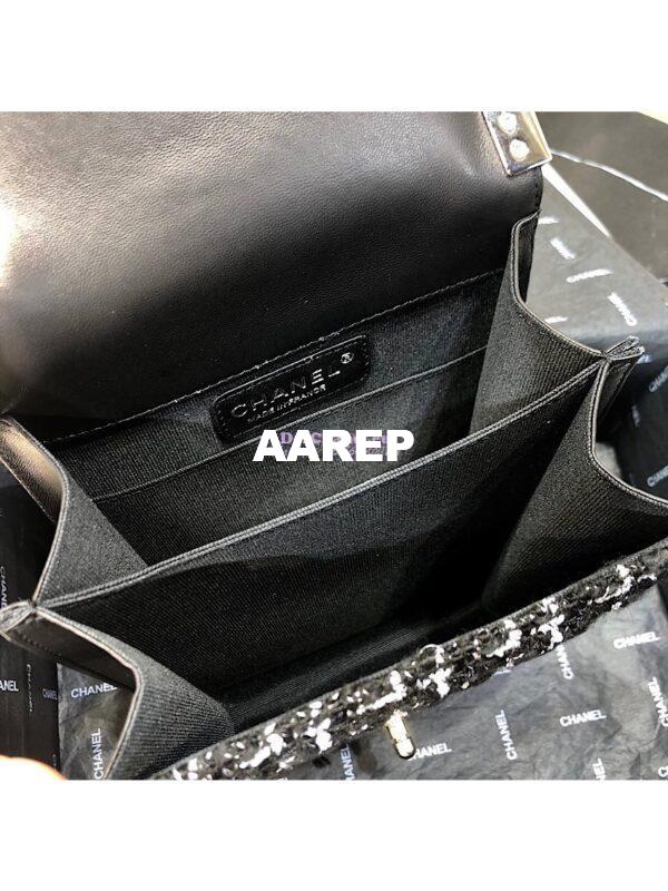 Replica Chanel 19s Cruise Boy North South Bag AS0130 Tweed Black 6