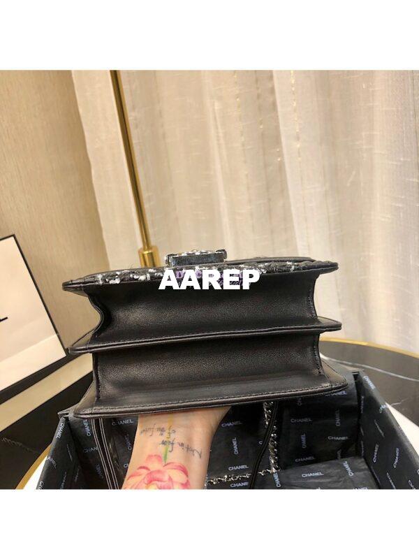 Replica Chanel 19s Cruise Boy North South Bag AS0130 Tweed Black 7