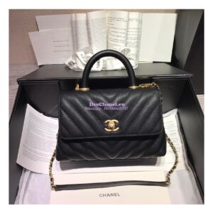 Replica Chanel Coco Grained Calfskin V Quilting Flap Bag 92991 Black
