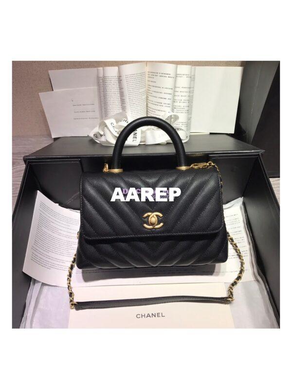 Replica Chanel Coco Grained Calfskin V Quilting Flap Bag 92991 Black 3