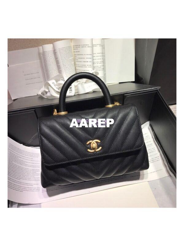 Replica Chanel Coco Grained Calfskin V Quilting Flap Bag 92991 Black 4