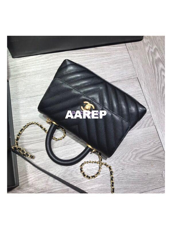 Replica Chanel Coco Grained Calfskin V Quilting Flap Bag 92991 Black 5