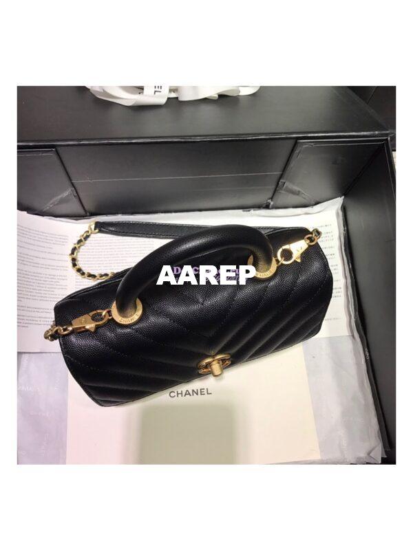 Replica Chanel Coco Grained Calfskin V Quilting Flap Bag 92991 Black 6