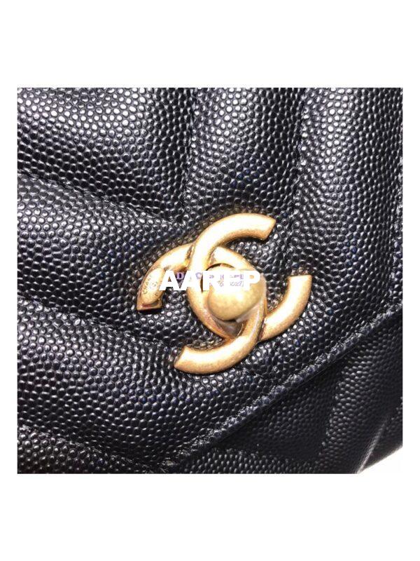Replica Chanel Coco Grained Calfskin V Quilting Flap Bag 92991 Black 7