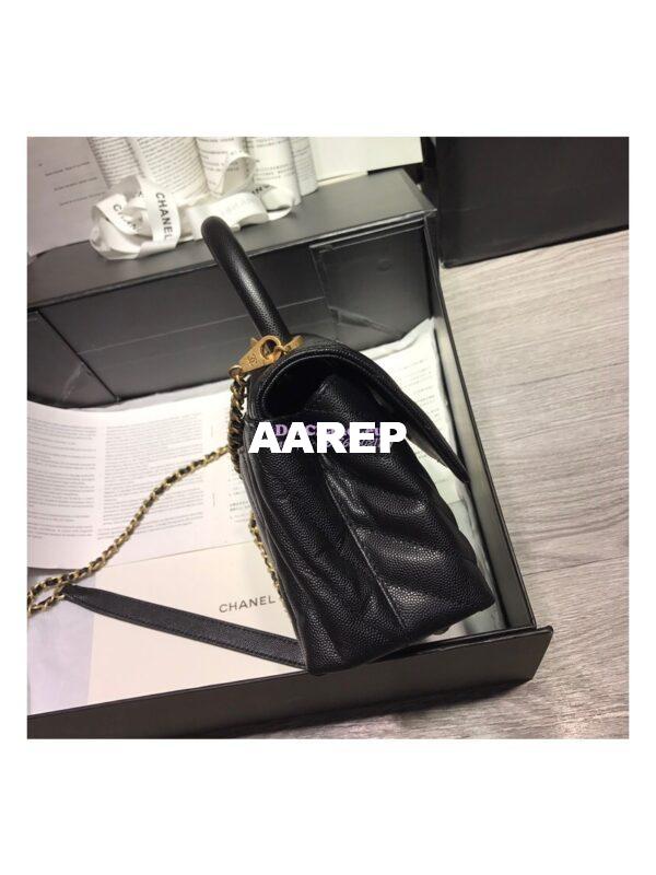 Replica Chanel Coco Grained Calfskin V Quilting Flap Bag 92991 Black 8