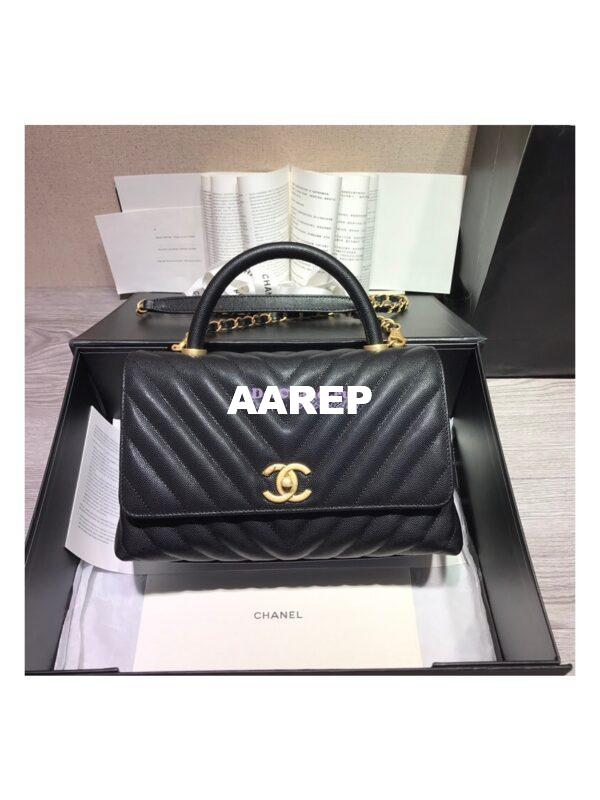 Replica Chanel Coco Grained Calfskin V Quilting Flap Bag 92991 Black 12