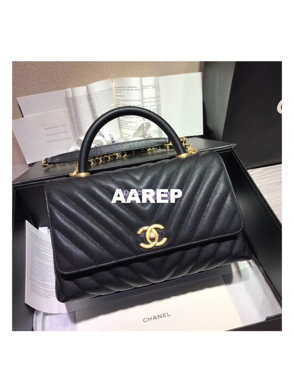 Replica Chanel Coco Grained Calfskin V Quilting Flap Bag 92991 Black 13
