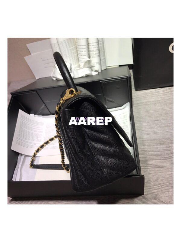 Replica Chanel Coco Grained Calfskin V Quilting Flap Bag 92991 Black 16