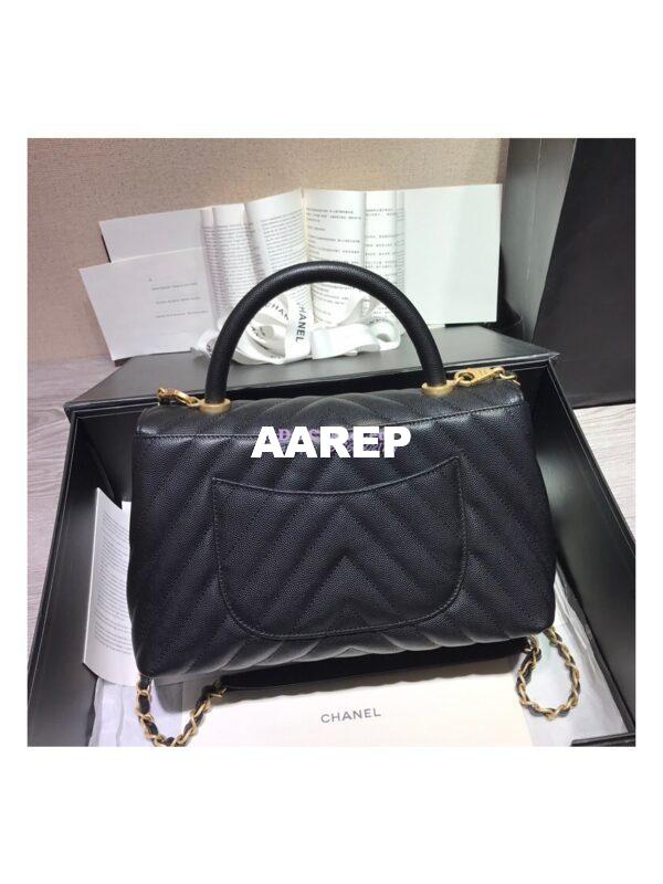 Replica Chanel Coco Grained Calfskin V Quilting Flap Bag 92991 Black 18